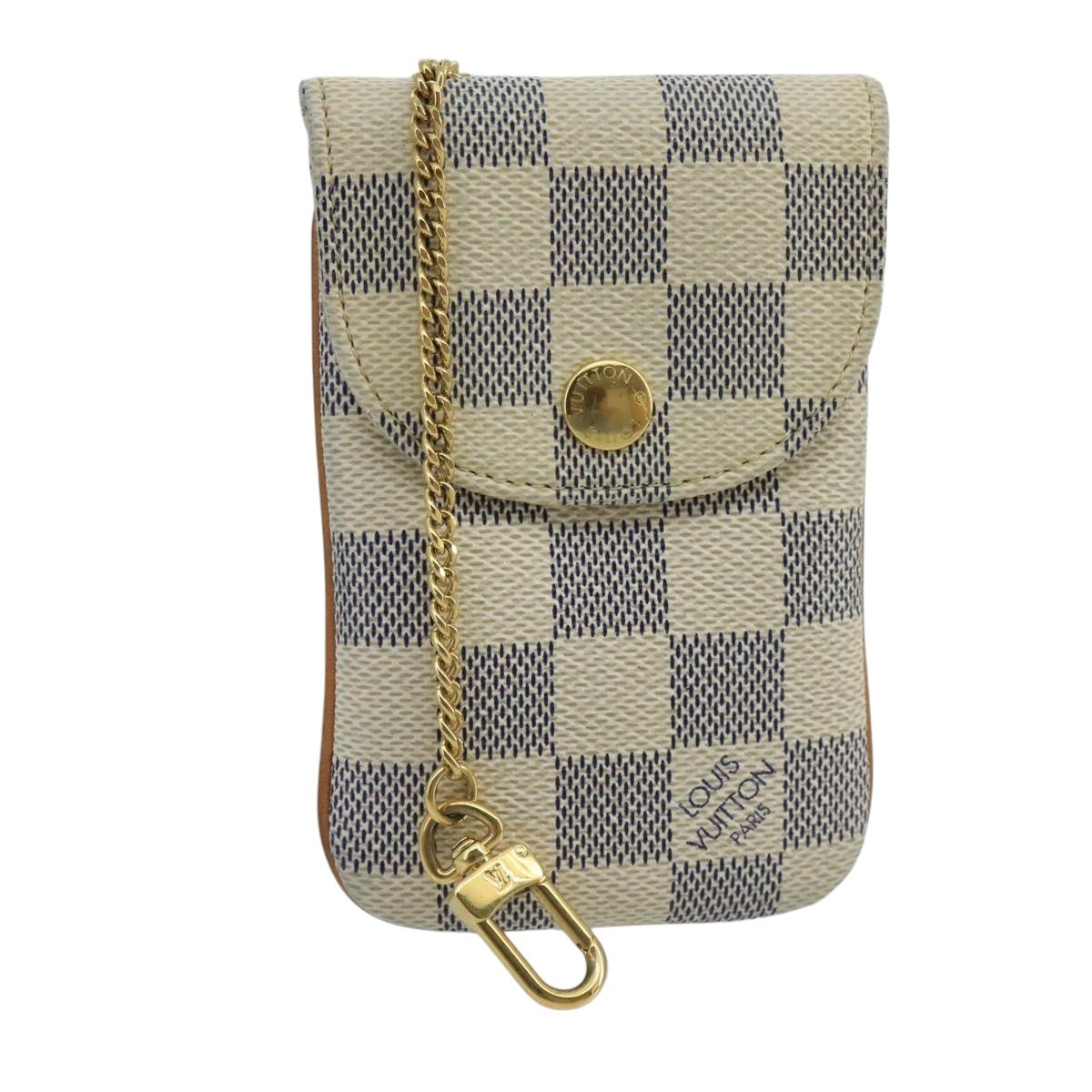 Louis Vuitton Damier Azur Etui Telephonne Mm Cell Phone Case N60026 Auth 101411v